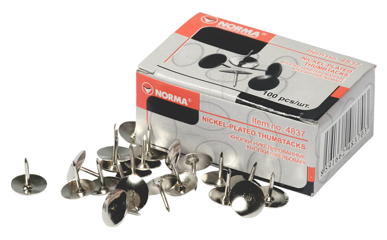 Кнопки NORMA (4837N), металеві, нікельвані, 100шт.